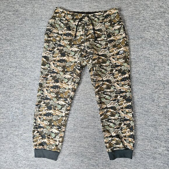 Nike Pants Mens XL Camo Fleece Joggers Green Brown Black Digital 678672-362 Rare - Picture 1 of 12